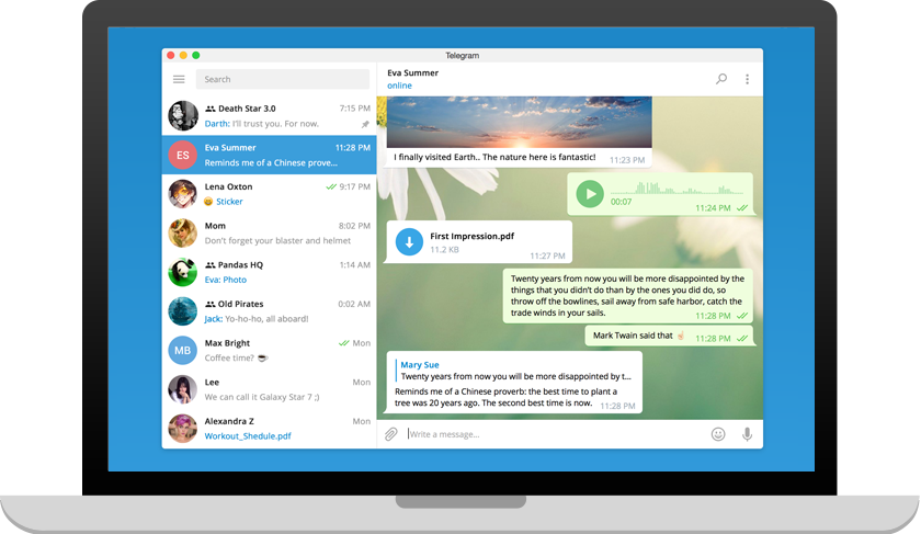 Telegram 桌面端应用界面聊天窗口真实截图